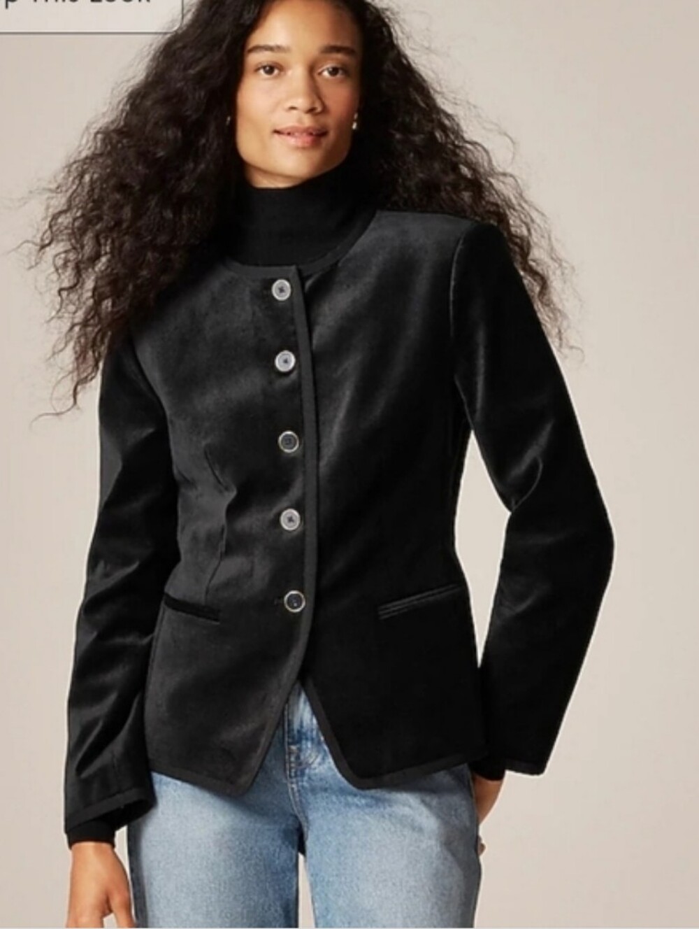 J. Crew Cora Lady Jacket in Velvet - black